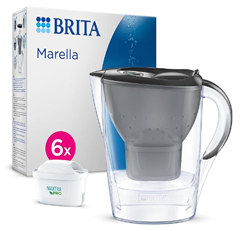 Bild zu BRITA Wasserfilter Kanne Marella Graphit (2,4l) inkl. 6X MAXTRA PRO All-in-1 Kartusche für 35,99€ (Vergleich: 43,79€)