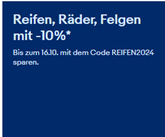 Bild zu [endet heute] eBay: 10% Rabatt auf Reifen, Felgen und mehr