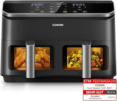 Bild zu [Prime Day] COSORI Heißluftfritteuse 2 Kammern Airfryer, 8-in-1 Dual Zone Air Fryer XXL 8,5 L für 145,99€