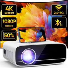 Bild zu Beamer/Projektor 5G WiFi, Bluetooth mit 50% Zoom (kompatibel mit FireTV Stick etc.) für 59,19€