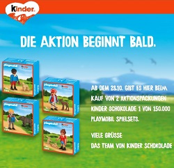 Bild zu Zwei Kinderschokolade (100g) Aktionsartikel kaufen und ein kostenloses Playmobil Spielset erhalten