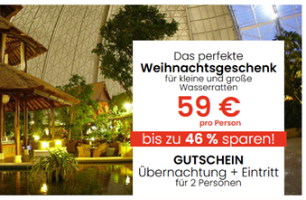 Bild zu TROPICAL ISLANDS Wertgutschein (2 Tage Eintritt + Übernachtung) für 59€/Person für 2025