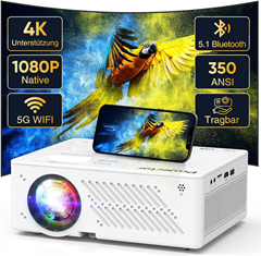 Bild zu 1080P 5G WiFi Bluetooth, 16000L Filmprojektor bis max. 300” für 56,99€