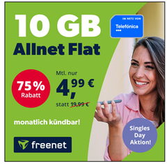 Bild zu [endet morgen] monatlich kündbar: 10GB o2 Datenflat (5G bis 50Mbit/s) inkl. SMS und Sprachflat für 4,99€/Monat + 19,99€ Anschlussgebühr