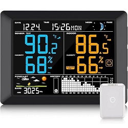 Bild zu Sainlogic Wetterstation mit Innen- und Außentemperatur, Luftfeuchtigkeit und Barometer für 29,99€