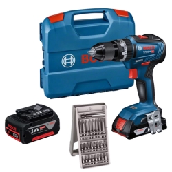 Bild zu Bosch Professional GSB 18V-55 Akku-Schlagbohrschrauber inkl. 2 Akkus 2 AH + 4 AH & Zubehör für 178,90€ (Vergleich: 207,90€)