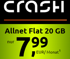 Bild zu Crash Tarife: 20GB 5G Daten, SMS und Sprachflat im Telekom Netz für 7,99€/Monat + kein Anschlusspreis