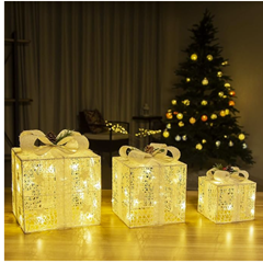 Bild zu GIGALUMI LED Geschenkbox 3er Set Weihnachten, 8 Modi 60LED Leuchtend Weihnachtsbox für 9,99€