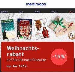 Bild zu Medimops: 15% Rabatt auf alle Second Hand Produkte im Shop